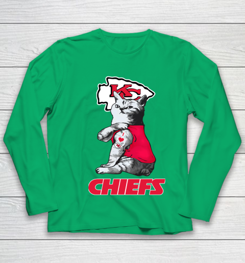 NFL Football My Cat Loves Kansas City Chiefs Youth Long Sleeve 4