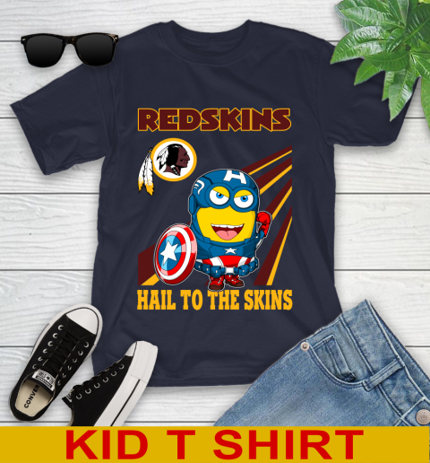 NFL Football Washington Redskins Captain America Marvel Avengers Minion Hail To The Skín Shirt Youth T-Shirt 2