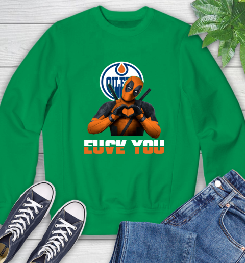 NHL Edmonton Oilers Deadpool Love You Fuck You Hockey Sports Sweatshirt 7
