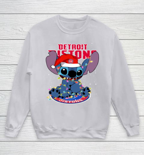 Detroit Pistons NBA noel stitch Basketball Christmas Youth Sweatshirt 2