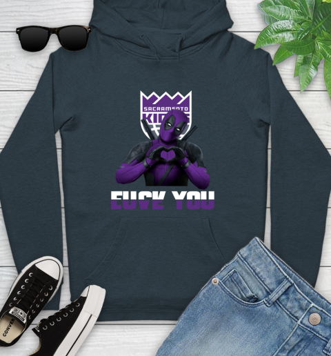 NBA Sacramento Kings Deadpool Love You Fuck You Basketball Sports Youth Hoodie 10