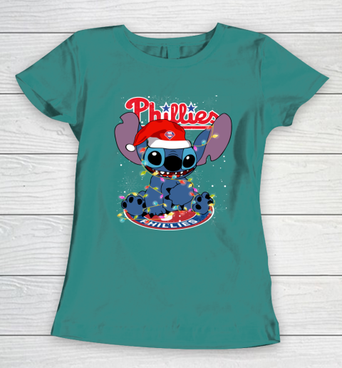 Philadelphia Phillies MLB noel stitch Baseball Christmas Women's T-Shirt 10