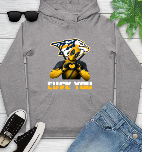 NHL Nashville Predators Deadpool Love You Fuck You Hockey Sports Youth Hoodie 6