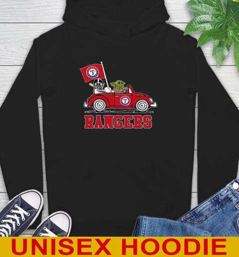 MLB Baseball Texas Rangers Darth Vader Baby Yoda Driving Star Wars Shirt Hoodie 2