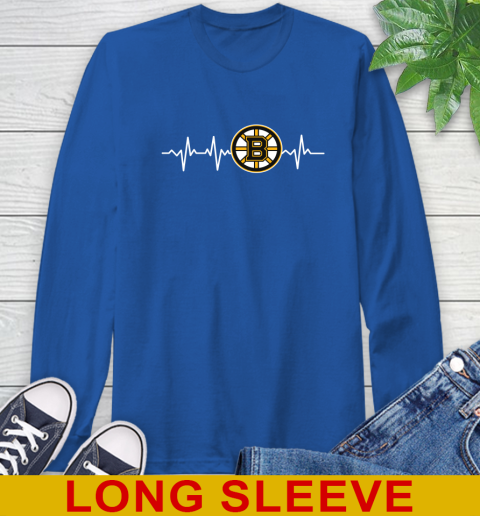 Boston Bruins NHL Hockey Heart Beat Shirt Long Sleeve T-Shirt 11