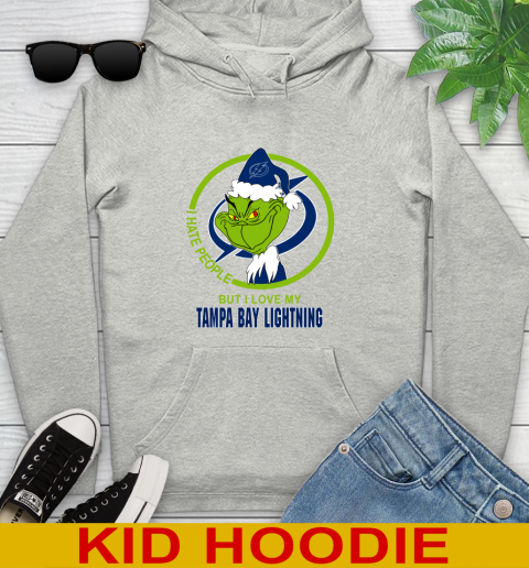 Tampa Bay Lightning NHL Christmas Grinch I Hate People But I Love My Favorite Hockey Team Youth Hoodie