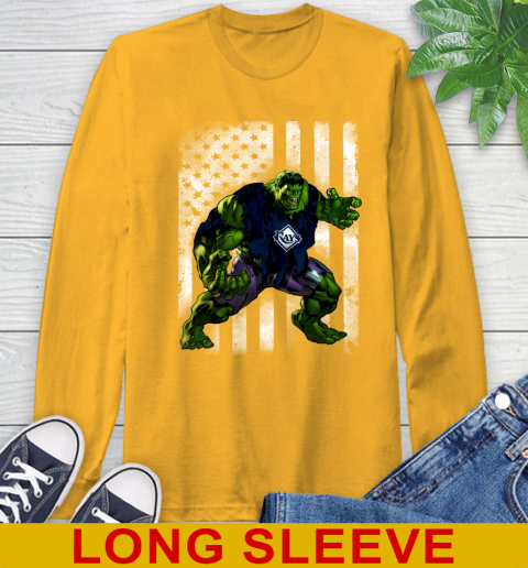 Tampa Bay Rays Hulk Marvel Avengers MLB Baseball American Flag Long Sleeve T-Shirt 2