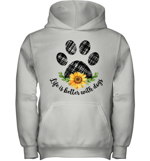 Life Is Better With Paw Dogs Sunflower Youth Hoodie
