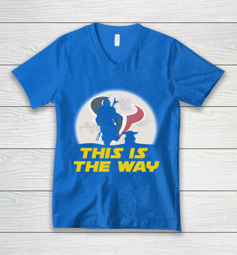 Houston Texans NFL Football Star Wars Yoda And Mandalorian This Is The Way V-Neck T-Shirt 5
