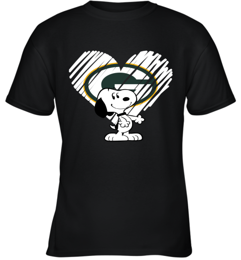 I Love Snoopy Green Bay Packers In My Heart NFL Youth T-Shirt