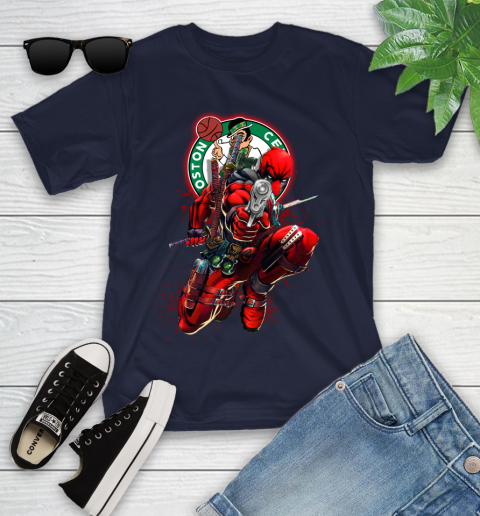 NBA Deadpool Marvel Comics Sports Basketball Boston Celtics Youth T-Shirt 3