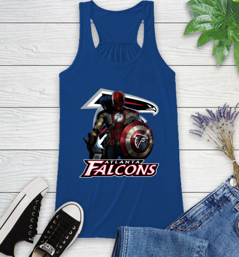 NFL Captain America Thor Spider Man Hawkeye Avengers Endgame Football Atlanta Falcons Racerback Tank 9