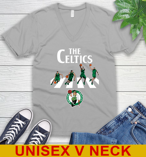 NBA Basketball Boston Celtics The Beatles Rock Band Shirt V-Neck T-Shirt 3