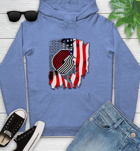 Portland Trail Blazers NBA Basketball American Flag Youth Hoodie 13