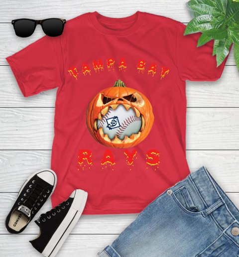 MLB Tampa Bay Rays Halloween Pumpkin Baseball Sports Youth T-Shirt 10
