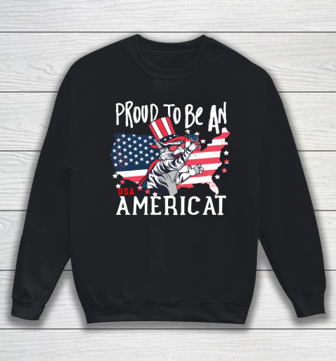 Independence Day 4th Of July USA  American Flag Day Cat Sweatshirt