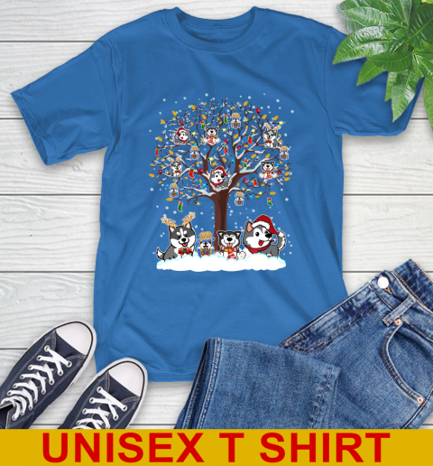 Husky dog pet lover light christmas tree shirt 11