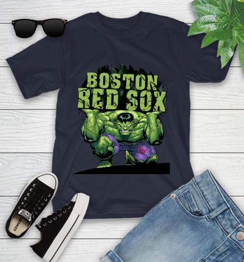 Boston Red Sox MLB Baseball Incredible Hulk Marvel Avengers Sports Youth T-Shirt 3