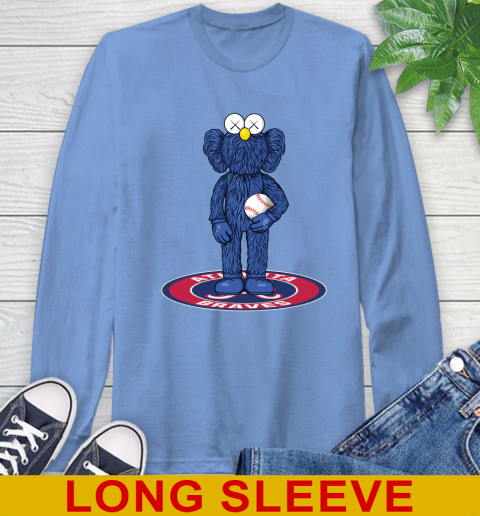 MLB Baseball Atlanta Braves Kaws Bff Blue Figure Shirt Long Sleeve T-Shirt - Image 12
