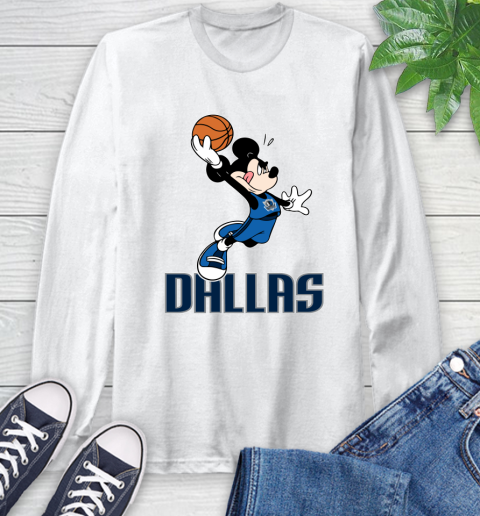 NBA Basketball Dallas Mavericks Cheerful Mickey Mouse Shirt Long Sleeve T-Shirt 2