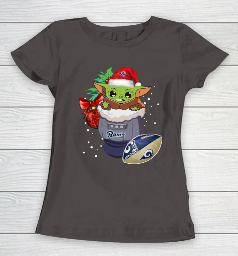 Los Angeles Rams Christmas Baby Yoda Star Wars Funny Happy NFL Women's T-Shirt 8