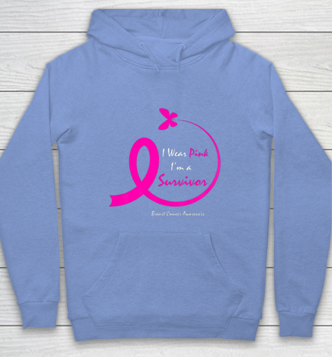 Womens Butterfly I Wear Pink I m A Survivor Breast Cancer Awareness Hoodie 8