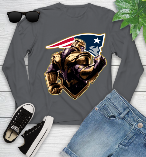 NFL Thanos Avengers Endgame Football Sports New England Patriots Youth Long Sleeve 8