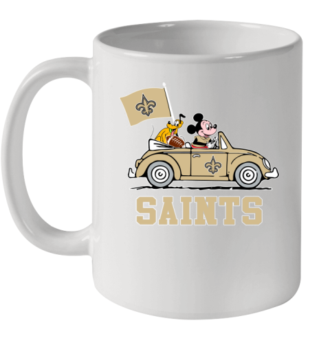NFL Football New Orleans Saints Pluto Mickey Driving Disney Shirt Ceramic Mug 11oz