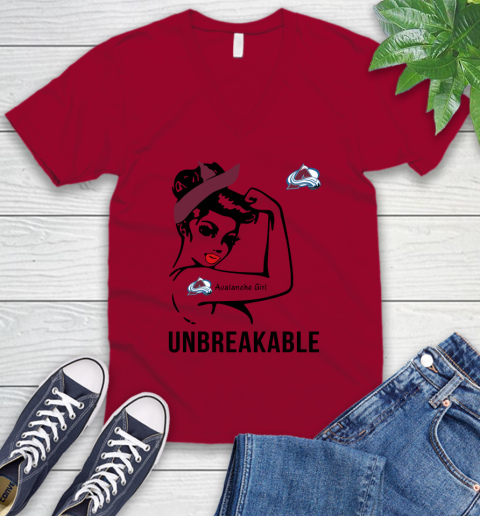 NHL Colorado Avalanche Girl Unbreakable Hockey Sports V-Neck T-Shirt 5