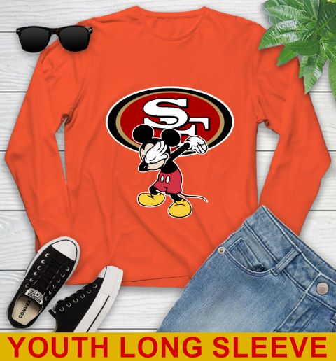 San Francisco 49ers NFL Football Dabbing Mickey Disney Sports Youth Long Sleeve 4