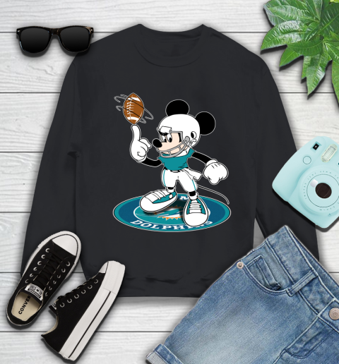 NFL Football Miami Dolphins Cheerful Mickey Disney Shirt Youth Sweatshirt