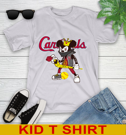 St.Louis Cardinals MLB Baseball Mickey Peace Sign Sports Youth T-Shirt 5