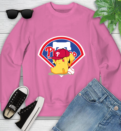 MLB Pikachu Baseball Sports Philadelphia Phillies Youth Sweatshirt 7