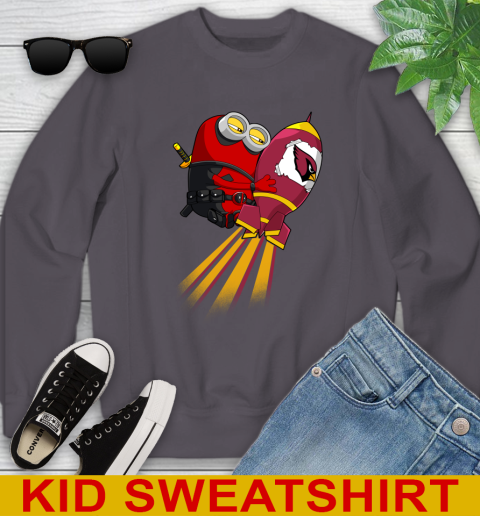 NFL Football Arizona Cardinals Deadpool Minion Marvel Shirt Youth Sweatshirt 5