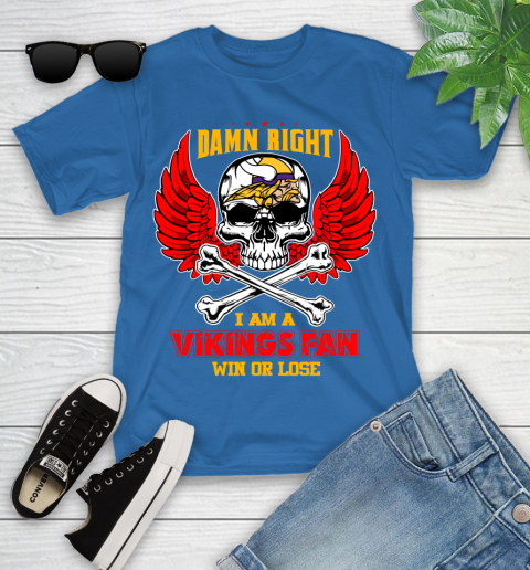 NFL Damn Right I Am A Detroit Lions Win Or Lose Skull Football Sports Youth T-Shirt 12