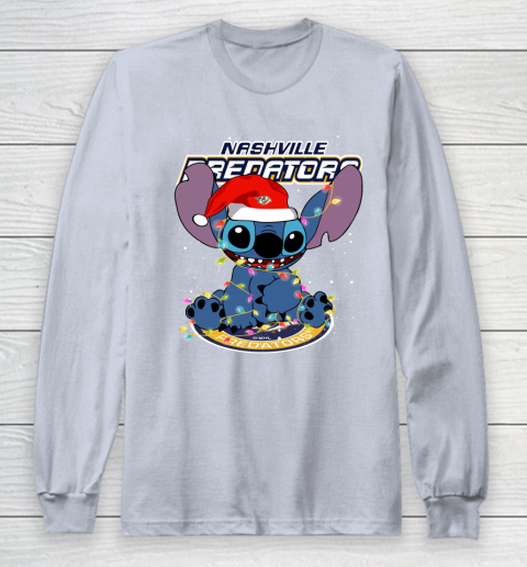 Nashville Predators NHL Hockey noel stitch Christmas Long Sleeve T-Shirt 4