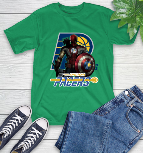 Indiana Pacers NBA Basketball Captain America Thor Spider Man Hawkeye Avengers T-Shirt 7
