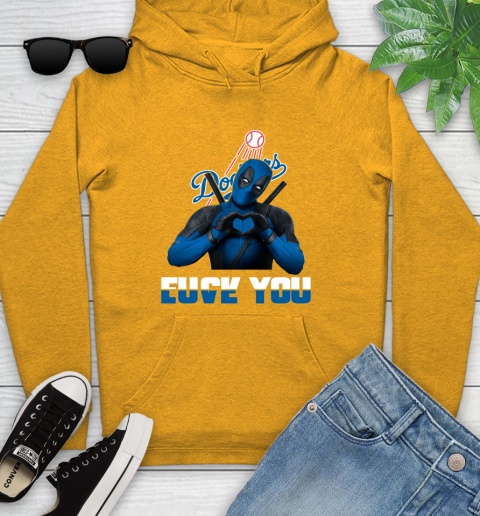 MLB Los Angeles Dodgers Deadpool Love You Fuck You Baseball Sports Youth Hoodie 2