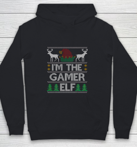 Gamer Elf Matching Family Group Christmas Party Pajama Youth Hoodie