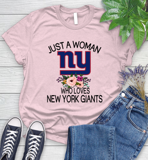 NFL Just A Woman Who Loves New York Giants Football Sports Women's T-Shirt 8