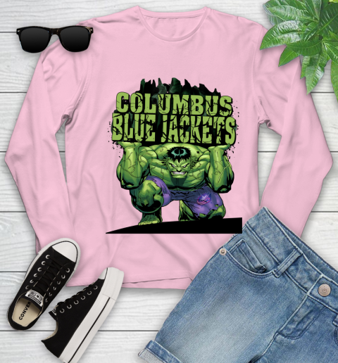 Columbus Blue Jackets NHL Hockey Incredible Hulk Marvel Avengers Sports Youth Long Sleeve 10