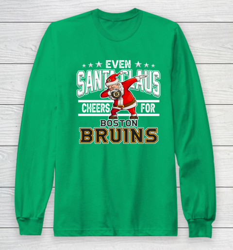 Boston Bruins Even Santa Claus Cheers For Christmas NHL Long Sleeve T-Shirt 4