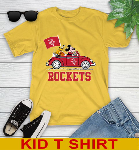 NBA Basketball Houston Rockets Pluto Mickey Driving Disney Shirt Youth T-Shirt 8