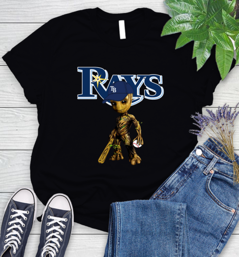 MLB Tampa Bay Rays Groot Guardians Of The Galaxy Baseball Women's T-Shirt 2