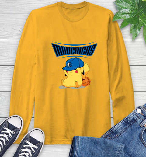 NBA Pikachu Basketball Sports Dallas Mavericks Long Sleeve T-Shirt 3
