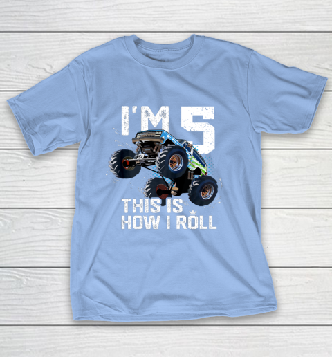 Kids I'm 5 This is How I Roll Monster Truck 5th Birthday Boy Gift 5 Year Old T-Shirt 20