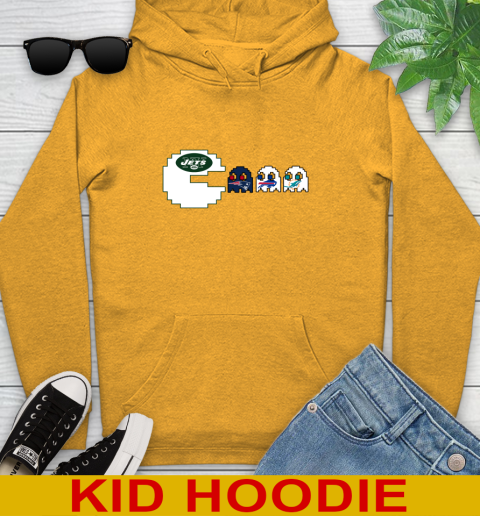 New York Jets NFL Football Pac Man Champion Youth Hoodie 3