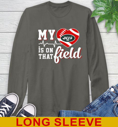 NFL My Heart Is On That Field Football Sports New York Jets Long Sleeve T-Shirt 10
