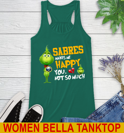 NHL Buffalo Sabres Makes Me Happy You Not So Much Grinch Hockey Sports Racerback Tank 5