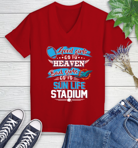 Miami Dolphins NFL Bad Girls Go To Sun Life Stadium Shirt Women's V-Neck T-Shirt 11